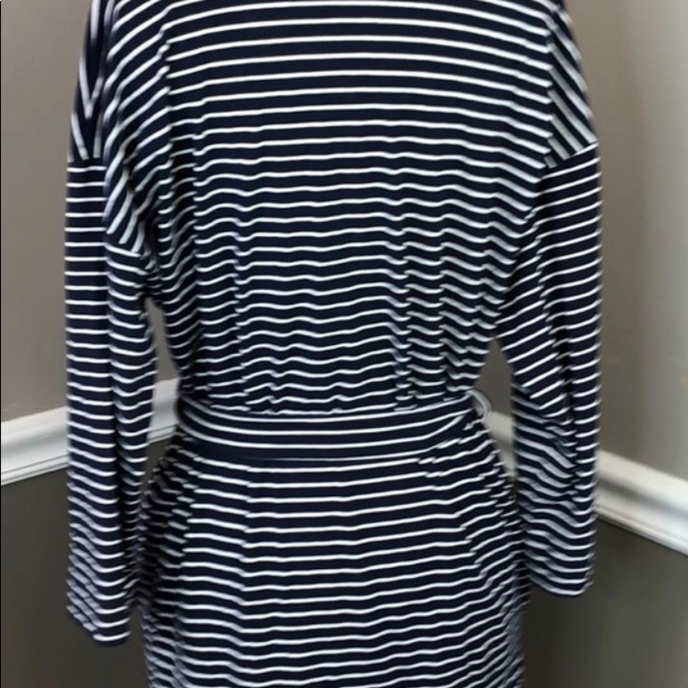 J Crew black and white striped robe
